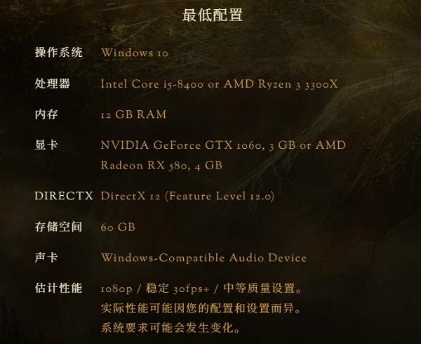 艾爾登法環(huán)顯卡最低配置