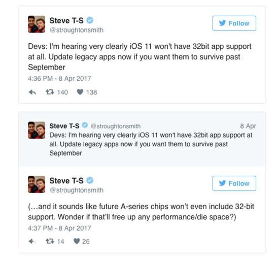 iOS 11將有重大更新 不再支持32位應(yīng)用